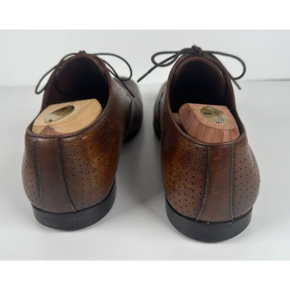 Louis Vuitton Brown Perforated Leather Men's Oxford Dress Shoes US 8.5